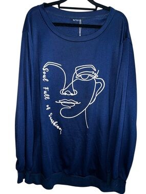 𝐁𝐋𝐎𝐎𝐌𝐂𝐇𝐈𝐂 | “SOUL FULL OF SUNSHINE” ARTSY FACE LONG SLEEVE TOP